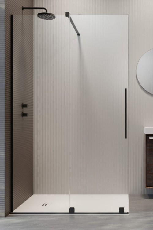 Kabina Furo czarna Walk-In 80 cm, lewa, wys. 200 cm szkło przejrzyste 8 mm Radaway.jpg