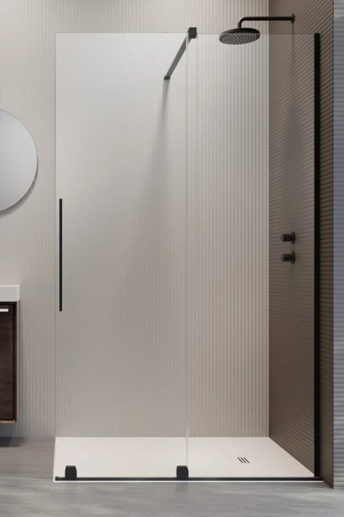 Kabina Furo czarna Walk-In 90 cm, prawa, wys. 200 cm szkło przejrzyste 8 mm Radaway.jpg