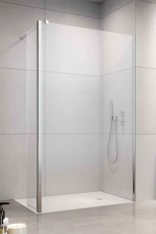 Kabina Eos Walk-In 90 cm, prawa z ruchomą ścianką, wys. 197 cm szkło przejrzyste 6 mm Radaway.jpg