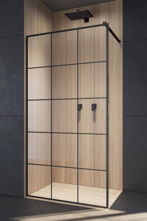 Kabina Walk-In Modo New Black II  130 cm, wys. 200 cm szkło factory przejrzyste 8 mm Radaway 389134-54-55.jpg