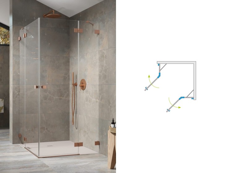 Radaway-kabina-Essenza-Pro-Brushed-Copper-KDD-miedz-otwieranie.jpg