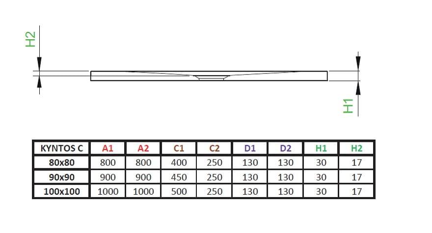 Brodzik kwadratowy Kyntos C schemat