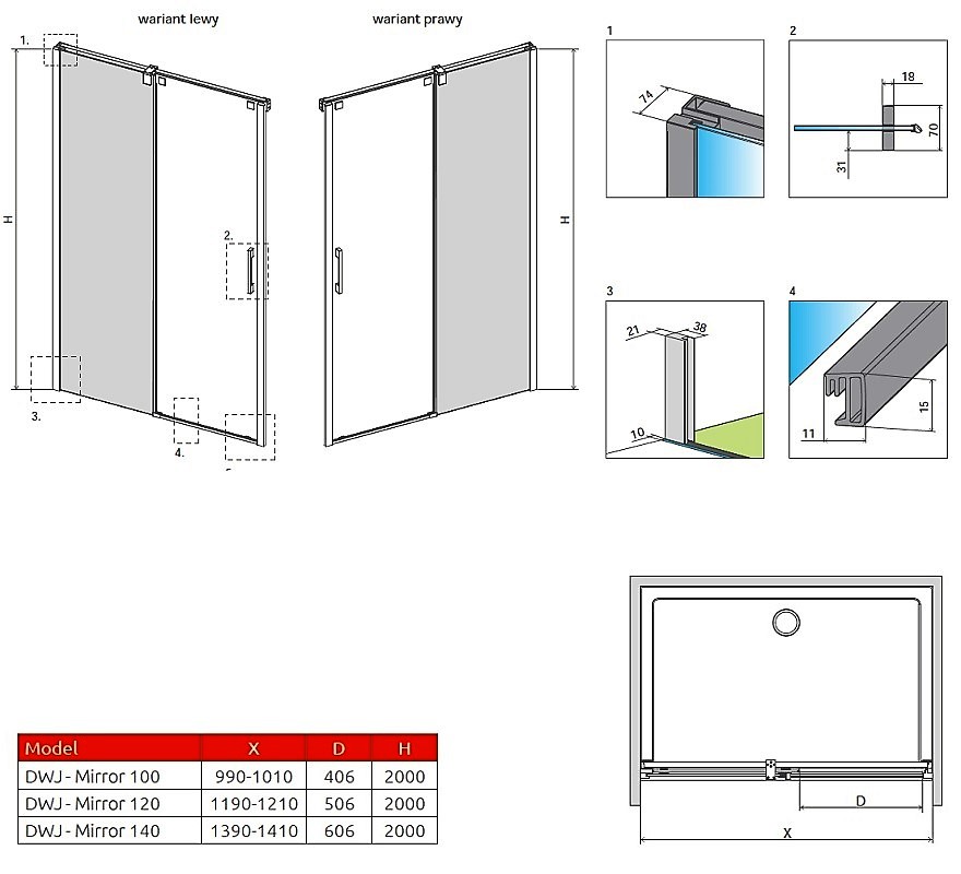 Espera dwj radaway mirror schemat 