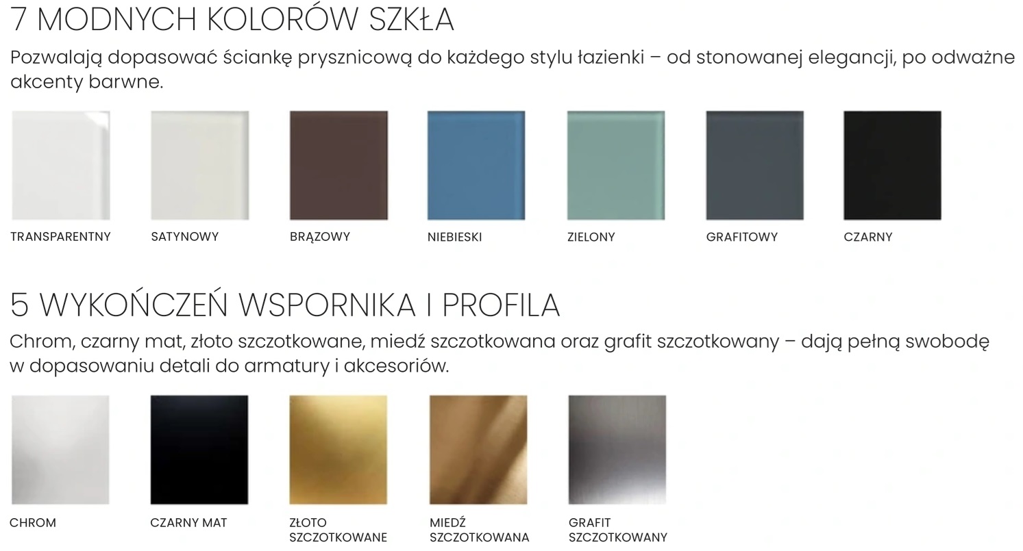 Kolory profili oraz szkła
