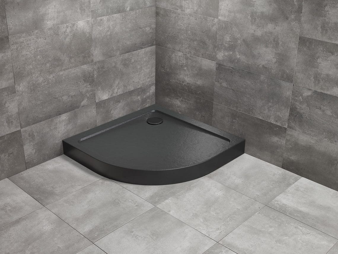 Brodzik półokrągły 80x80 Doros A Compakt Black Stone