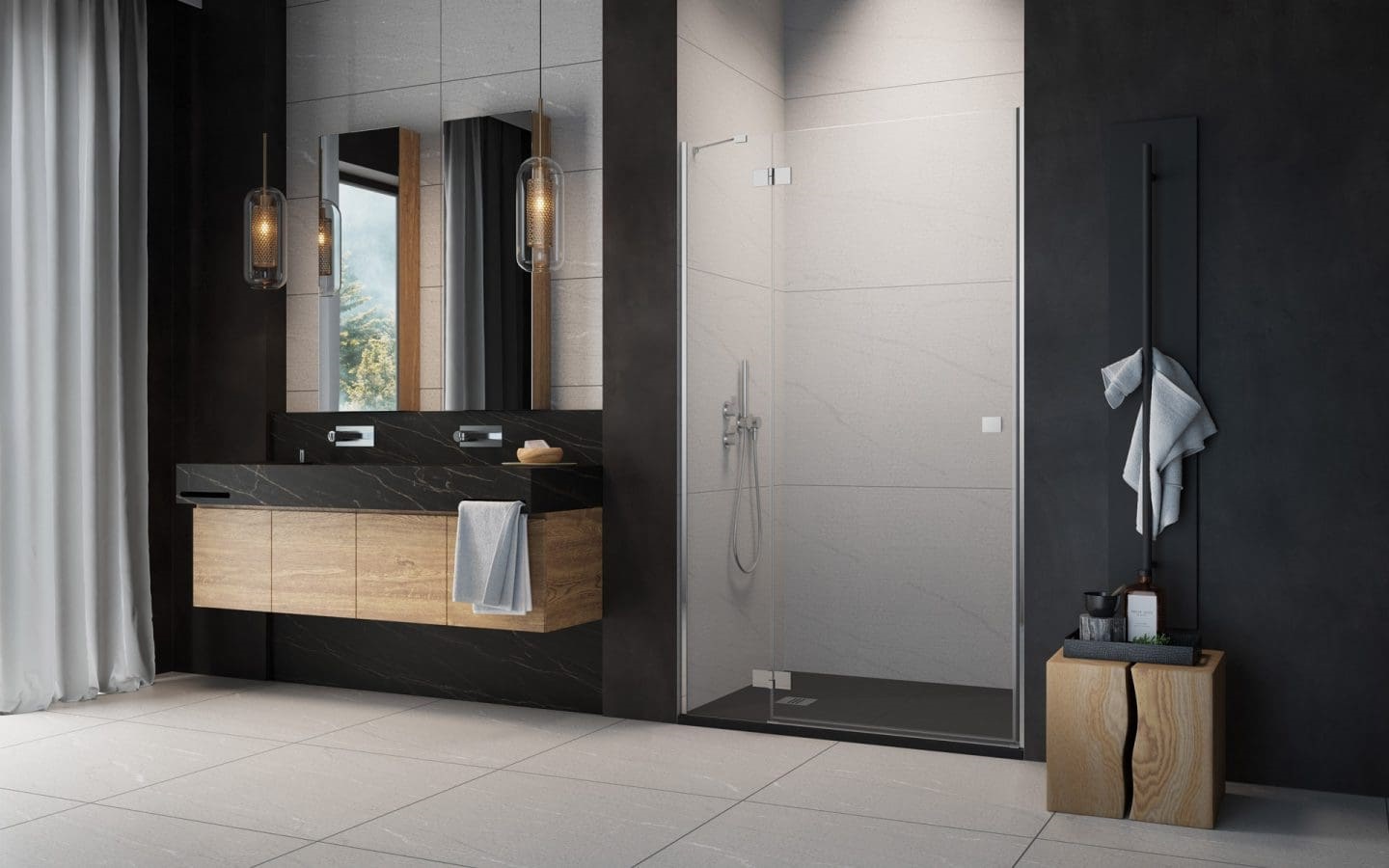 Drzwi wnękowe do kabiny Essenza dwj 80 cm chrom