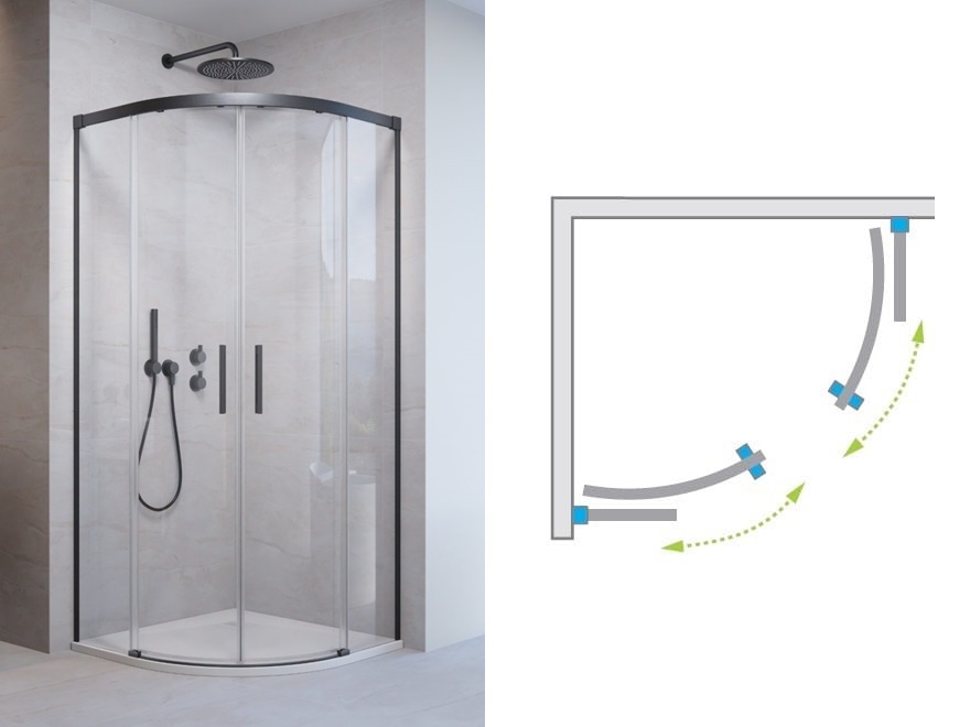 Sposób otwierania drzwi kabiny Radaway Idea PDD 80x80 GunMetal