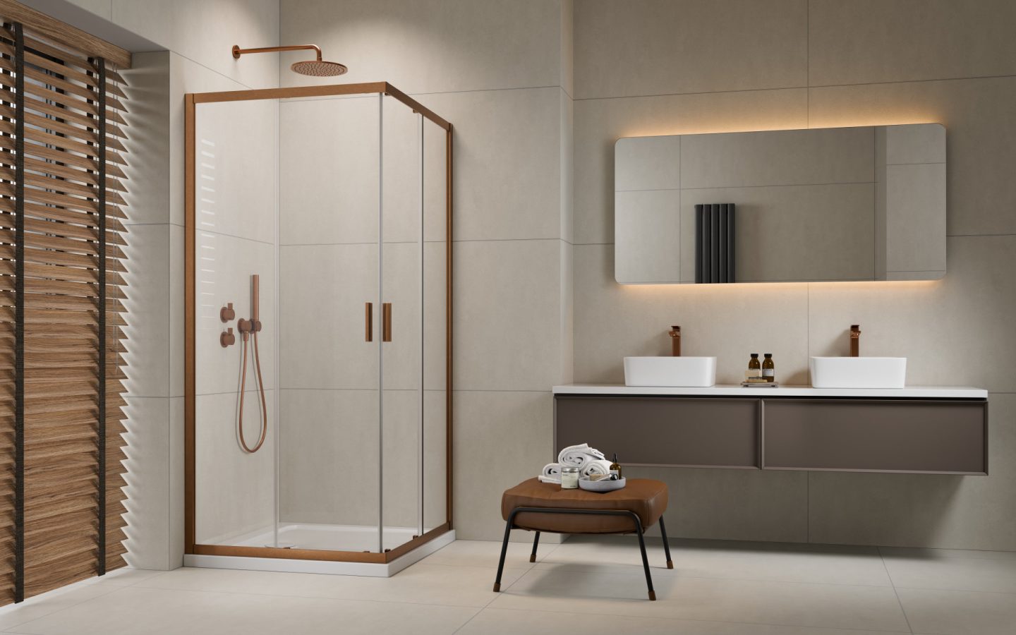Kwadratowa kabina prysznicowa Radaway Alienta C 80x80 Brushed Copper miedź szczotkowana