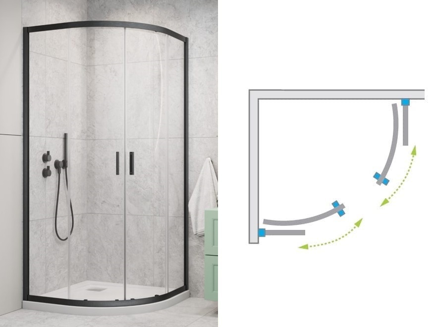 Sposób otwierania drzwi kabiny Radaway Alienta A 80x80 Brushed GunMetal