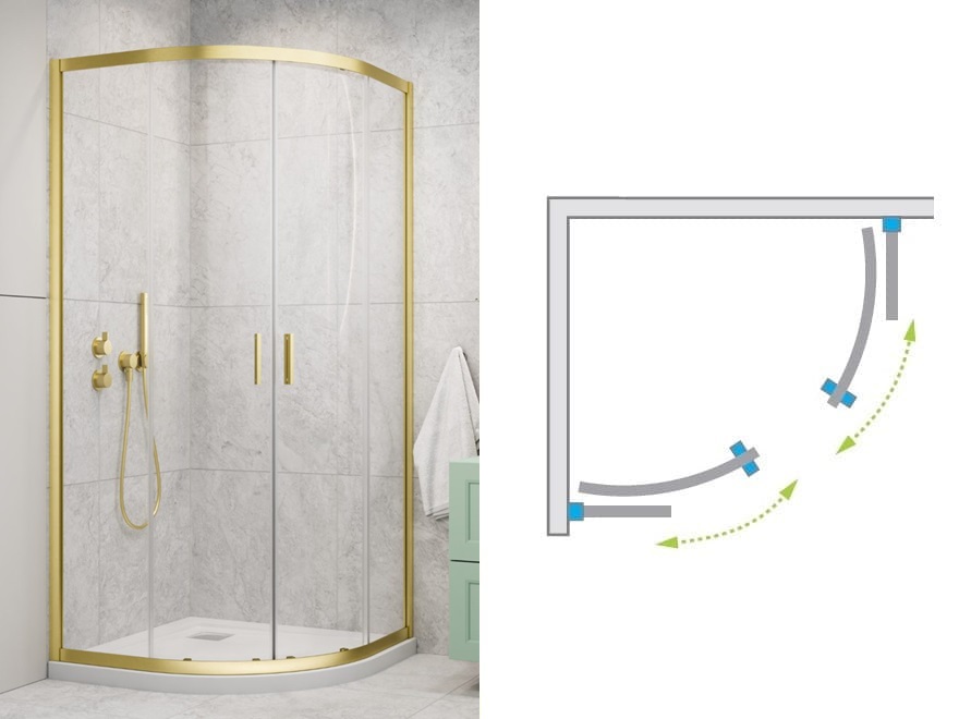 Sposób otwierania drzwi kabiny Radaway Alienta A 80x90 Brushed Light Gold
