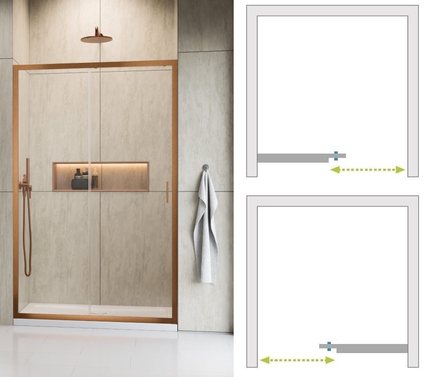 Sposób otwierania drzwi przesuwnych Radaway Alienta DWJ 100 Brushed Copper