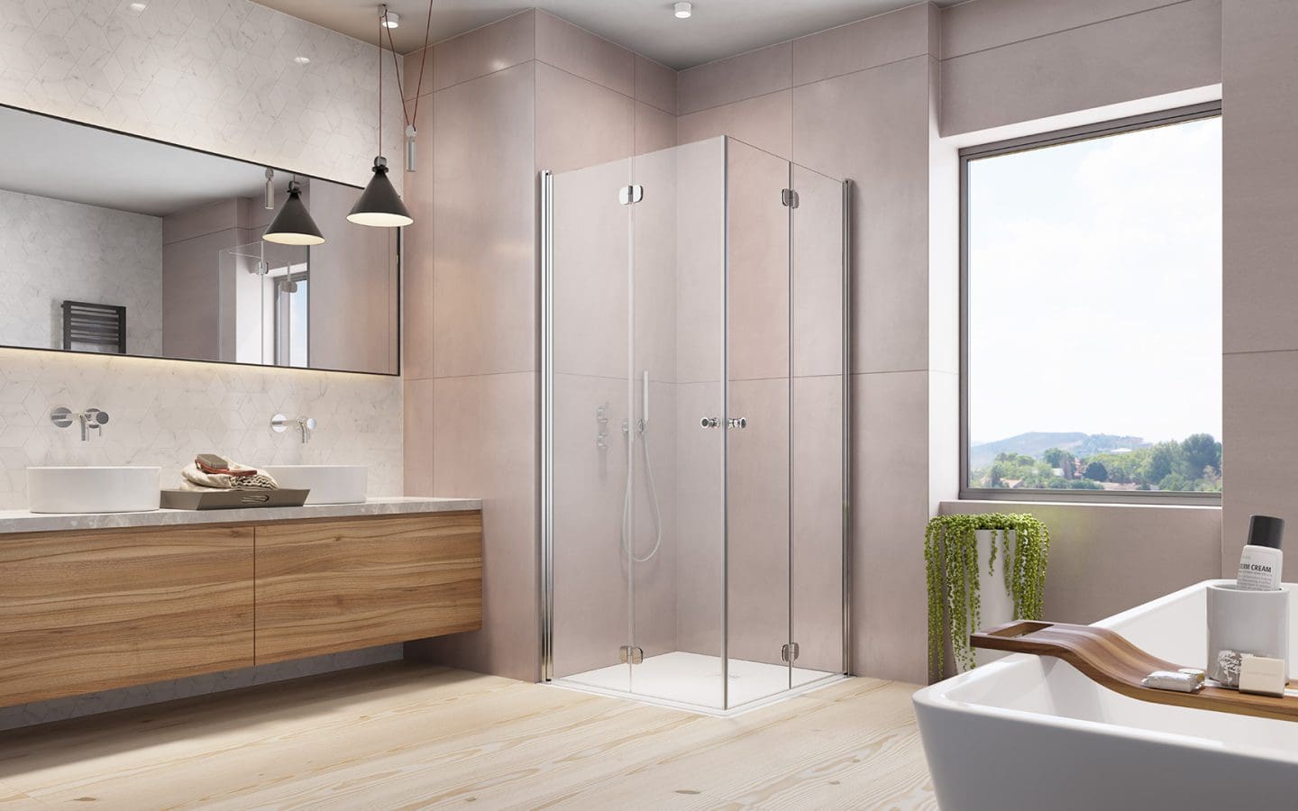 Kabina kwadratowa EOS KDD B z drzwiami typu Bifold