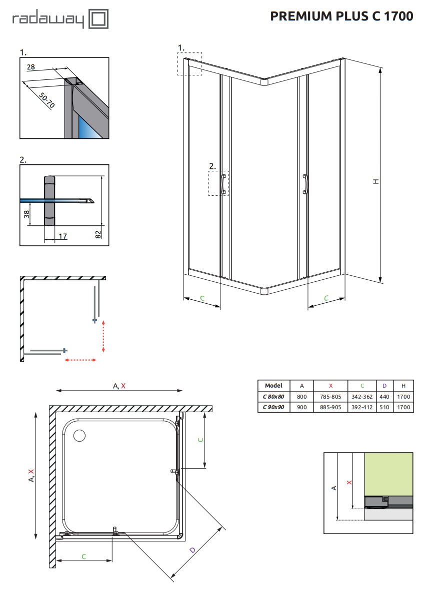 Premium plus C 170 radaway schemat