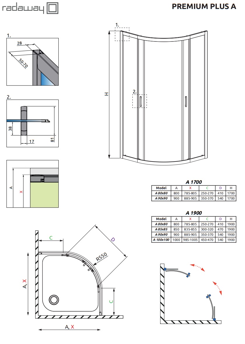 Kabina Premium Plus A 170 schemat