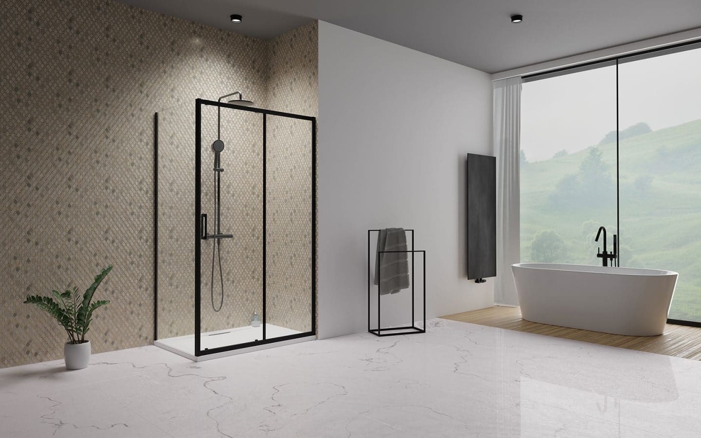 Kabina prysznicowa z serii Premium Pro Black KDJ w kolorze czarnym