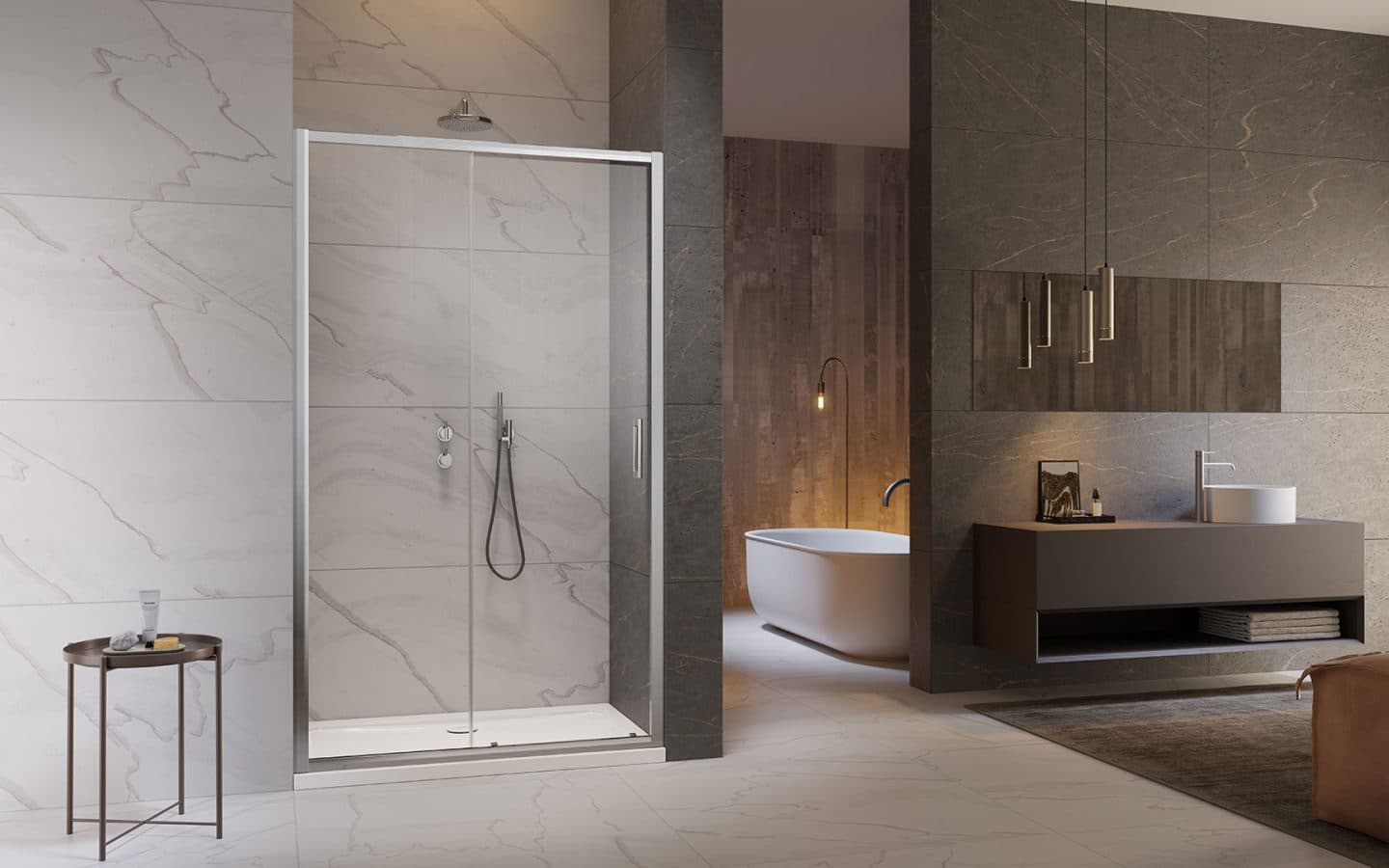 Drzwi do prysznica z serii Premium Pro DWJ w kolorze chrom