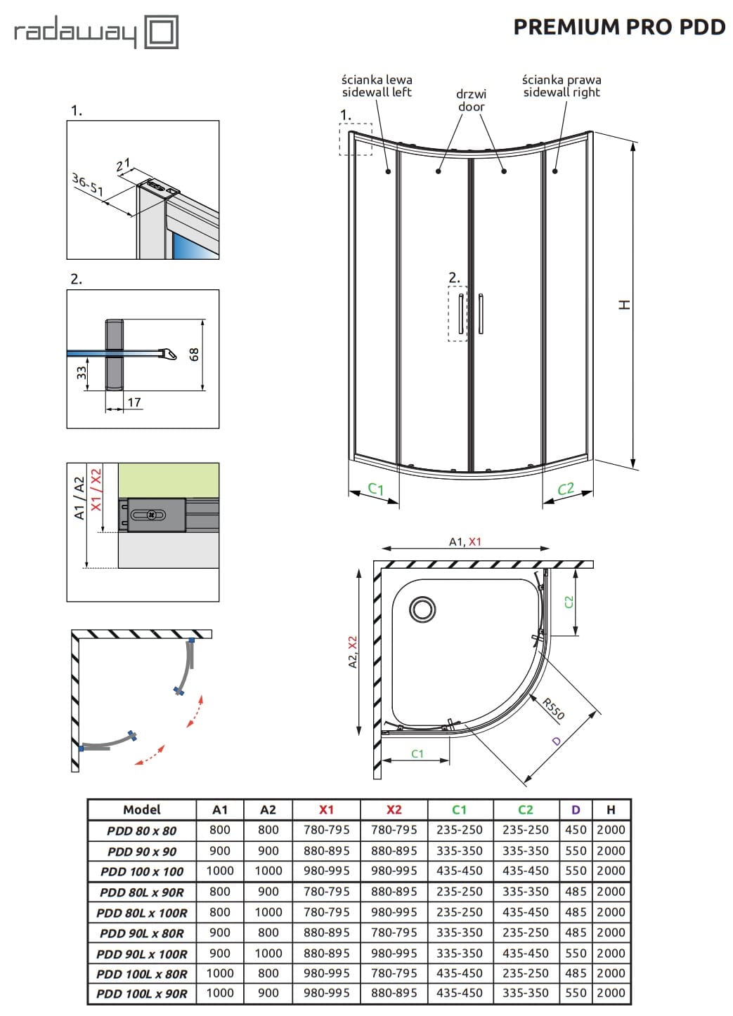 Kabina Premium Plus A 190 schemat