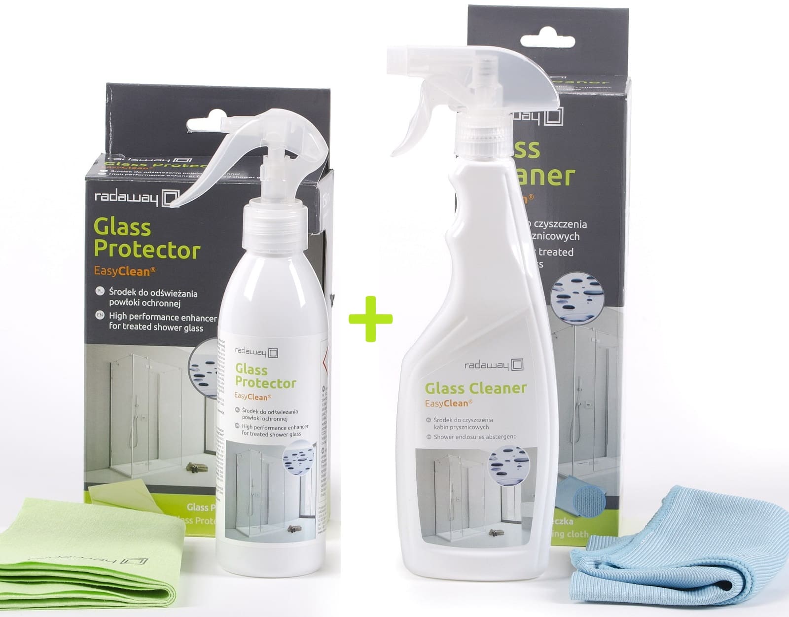 Zestaw środkó do kielęgnacji, Glass Cleaner + Glas Protector